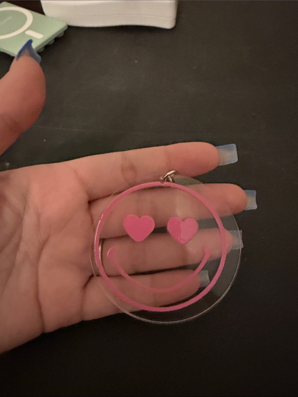 Pink Heart-Eyes Smiley Pendant Necklace - Women Accessories